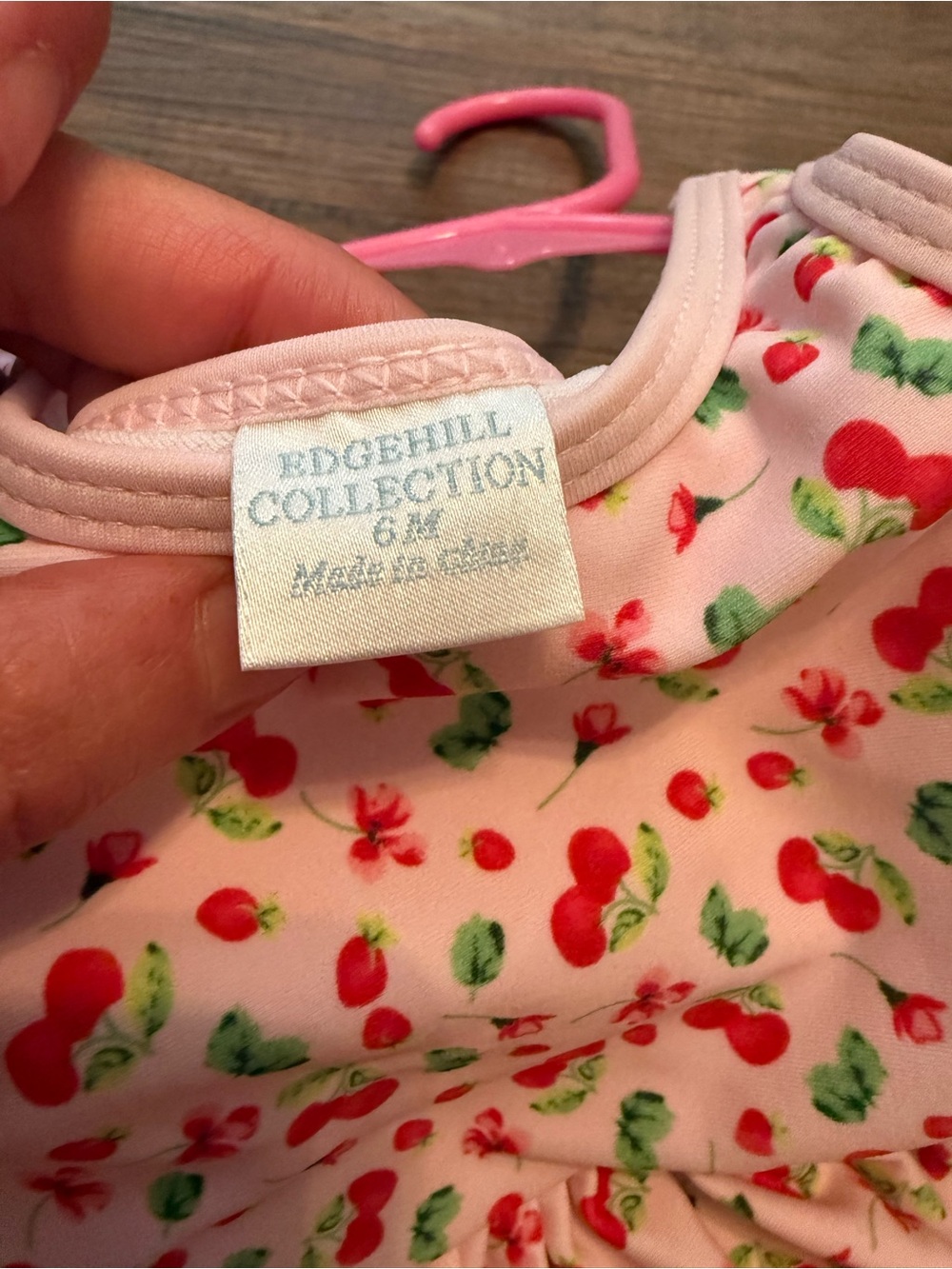 Girls Pink cherry Ruffle One-Piece Swimsuit - Picture 2 of 2